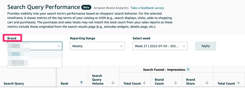 Brand 𝗦𝗲𝗮𝗿𝗰𝗵 𝗤𝘂𝗲𝗿𝘆 𝗣𝗲𝗿𝗳𝗼𝗿𝗺𝗮𝗻𝗰𝗲 amazon new seo analytics tool