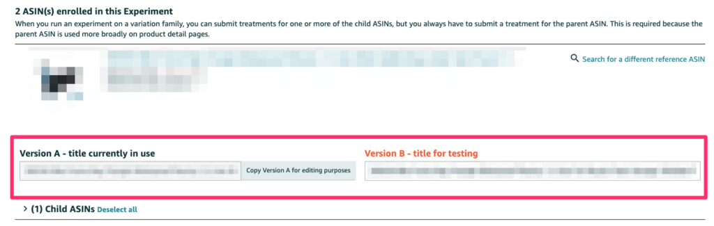 versions A B Amazon testing tool